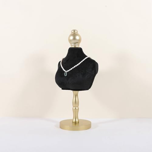 GemeShou Velvet necklace holder display stand, Black jewelry necklace display for selling, necklace mannequin for jewelry, necklace bust jewelry display for Countertop【Black-High version】 - color: Black, size: High
