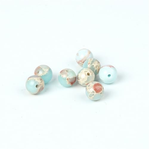 100Pcs Natural Stone 6mm Azure Imperial Jasper Round Loose Gemstone Energy Healing Beads Hole Size 1mm DIY Smooth Beads for Bracelet Necklace Earrings Jewelry Making - color: Azure Imperial Jasper, size: 6mm