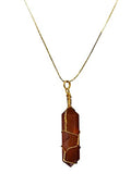 Amazing Gemstone Crystals and Healing Stones Carnelian Necklace - Gold Chain Necklace Pendant - Real Crystal Necklace - color: Double Point (Gold Wire), size: 1 PIECE
