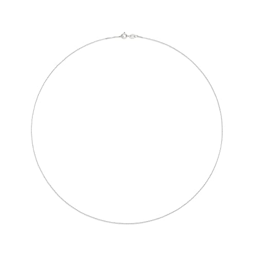 Amazon Essentials Sterling Yellow Gold or Silver Thin 0.8mm Box Chain Necklace - color: Silver, size: 20"