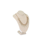 MOOCA Small Linen Covered Wood Jewelry Display Necklace Chain Jewelry Bust Display Holder Stand, Necklaces Mannequin, 7 1/4 in Height, Tan Linen - color: 9a) Tan Linen, 1 piece