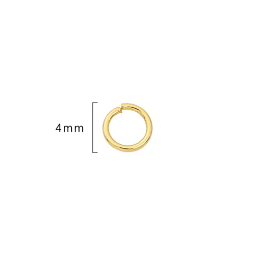BEADIA 14K Gold Plated Jump Rings Non Tarnish 4mm 900pcs for Jewelry Making Findings - color: 14K Gold, size: 0.5x4mm
