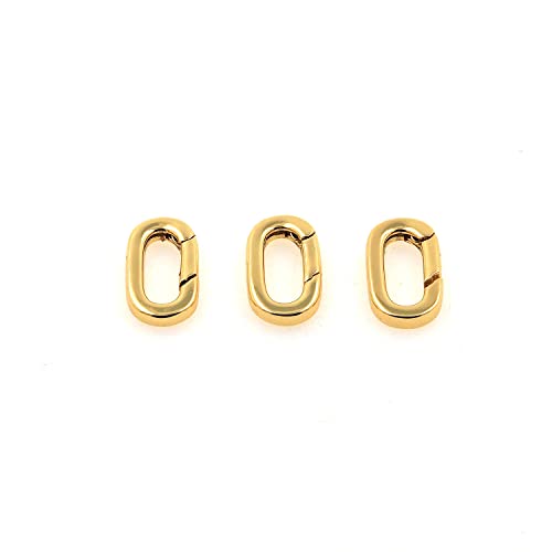 18K Gold Filled Oval Clasp Spring Claps Connector Carabiner Keychain for DIY Jewelry Finding Necklace Bracelet (Gold(9.5x19x3mm)) - color: Gold(9.5x19x3mm)