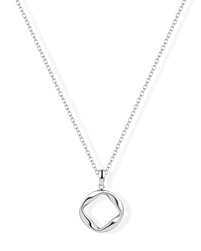 Silver Infinity Circle Pendant Necklace Minimalist Eternal Mobius Silver Necklace Dainty Geometric Trendy Jewelry Gift for Women