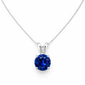 Mariell Cubic Zirconia Crystal Pendant Necklace for Women, 2 Carat 8mm CZ, for Brides, Wedding, Mother's Day Jewelry Gift - color: Sapphire Blue