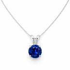 Mariell Cubic Zirconia Crystal Pendant Necklace for Women, 2 Carat 8mm CZ, for Brides, Wedding, Mother's Day Jewelry Gift - color: Sapphire Blue