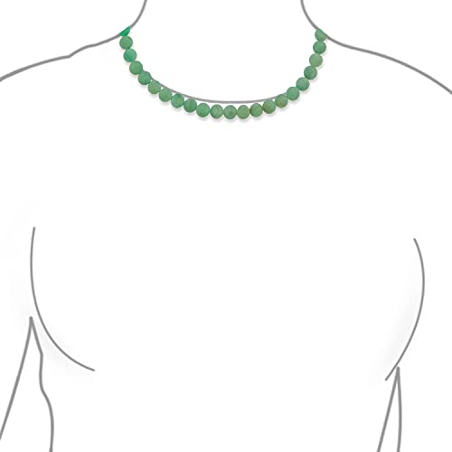 Simple Classic Hand Knotted Created Semi Precious Gemstone Round Ball 10MM Bead Strand Choker Collarbone Necklace Western Jewelry For Women Toggle Clasp 15 17 19 Inch - color: Green Aventurine
