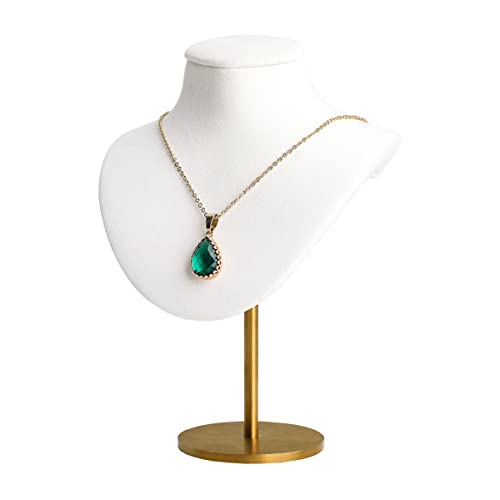 GemeShou White necklace holder stands for girls, Velvet hanging jewelry organizer, Metal necklace display stands for selling【White-Height 7.48 inch】