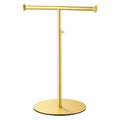 niffgaff T Bar Purse Display Stand Tabletop: Adjustable Height Handbag Holder, Countertop Hanging Rack for Long Necklace Scarf Lanyard, Gold - color: Gold