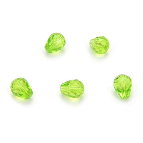 24pcs Adabele Austrian 8mm Faceted Teardrop Loose Crystal Beads Light Olivine Green Compatible with 5500 Swarovski Crystals Preciosa SST-817 - color: Light Olivine Green, size: 8mm x 6mm - 24pcs