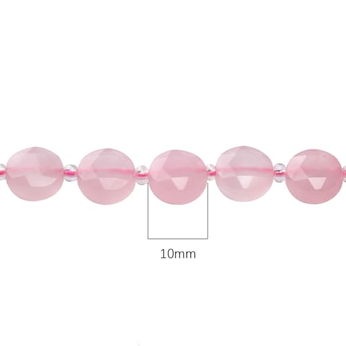 BEADIA Natural Faceted Rose Quartz Rondelle Disk Stone Beads 10x5mm 37cm for DIY Chain Jewelry Making - color: Rose Quartz