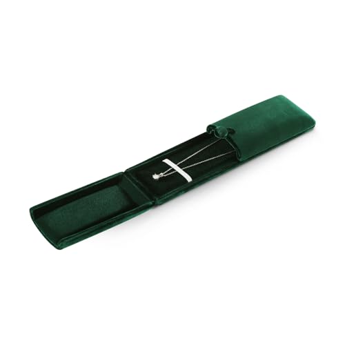 Resilient Velvet Long Jewelry Box for Necklace and Bracelet, Jewelry Organizer Holder for Women Girls Bridal, Pendant Necklace Storage Case for Travel Wedding Retail Display (Emerald Green) - color: Emerald Green, size: Long Chain Box