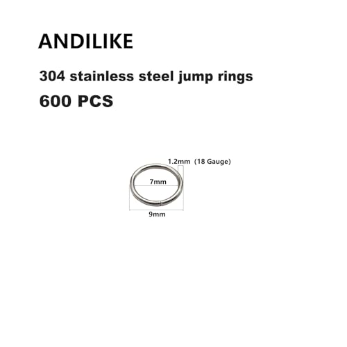 600 Pcs Jump Rings,304 Stainless Steel O Rings,9MM Open/Close Loop Contactors for Jewelry Making,DIY Crafts, Industrial Repair 1MM Thickness (18 Gauge) - size: 9MM