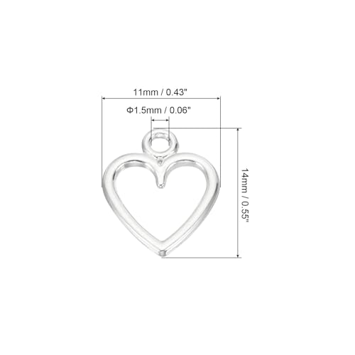 PATIKIL Heart Charm, 100Pcs Mini Heart Circle Pendant Charm Bulk for Jewelry Making Earrings Necklace Wedding Crafts - color: Silvery