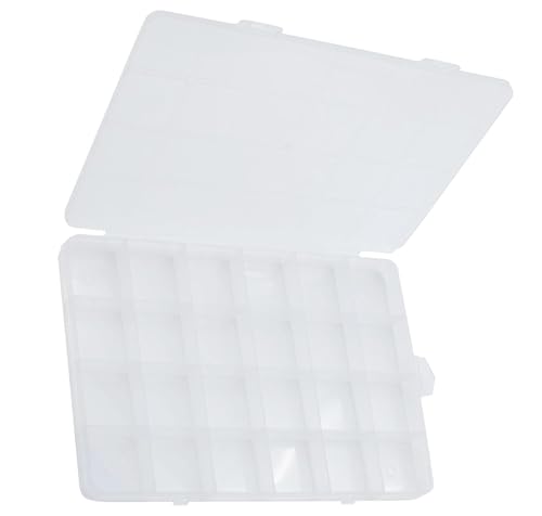 Yansanido 24 Grids Jewelry Organizer, 7.5 In x 5.2 In Fixed Clear Plastic Storage Box Earring Tool Small Items Containers (1)