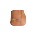 U7 Women Girls Barefoot Jewelry 18K Gold or Rose Gold Stainless Steel Heart/Rope/Figaro/Cuban Chain Anklet Foot Bracelet, 25-30 CM Long - color: Gold Plated-Bead Chain
