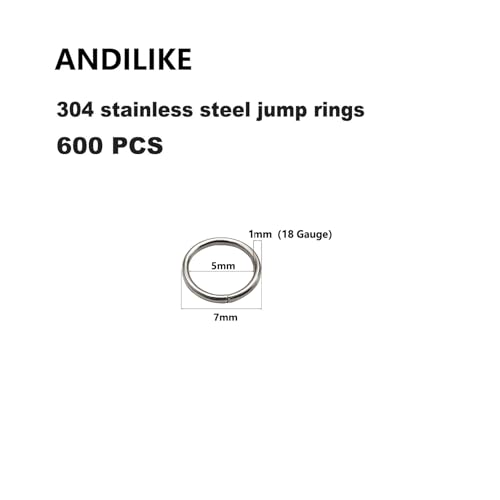 600 Pcs Jump Rings,304 Stainless Steel O Ring,7MM Open/Close Jump Rings,Loop Contactors for Jewelry Making,DIY Crafts, Industrial Repair 1MM Thickness (18 Gauge) - size: 7MM
