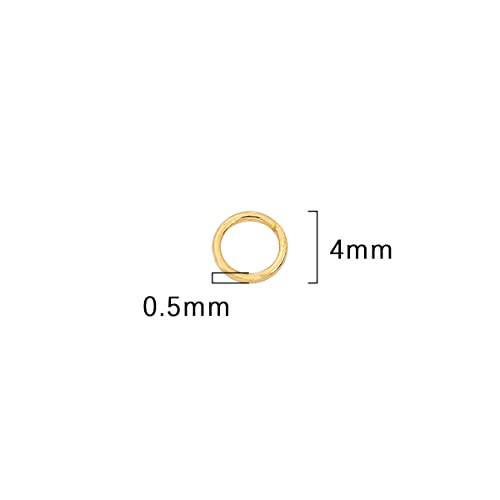 BEADIA 18K Gold Plated Jump Rings Non Tarnish 4mm 900pcs for Jewelry Making Findings - color: Gold, size: 0.5x4mm