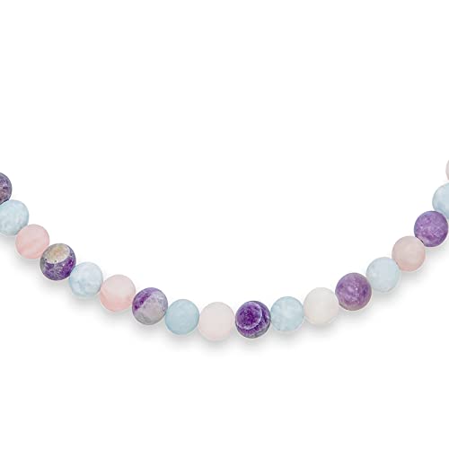 Simple Classic Hand Knotted Created Semi Precious Gemstone Round Ball 10MM Bead Strand Choker Collarbone Necklace Western Jewelry For Women Toggle Clasp 15 17 19 Inch - color: Multi Gemstones