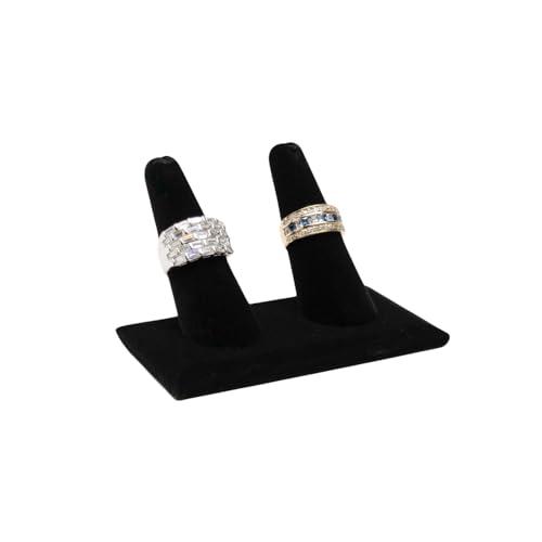 Novel Box Black Velvet Jewelry Ring Finger Display Stand 3.62x2.12x2.25 Inches with Square Base - Ring Holder Organizer Stand for Selling or Personal Use - Display Stands for Rings - color: 2 Ring Finger, size: Black Velvet