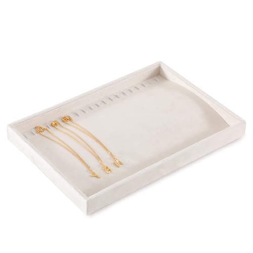 Necklace Storage Tray, Velvet Bracelet Display, Premium Jewelry Organizers,Luxury Bracelet Organizer,White Necklace Display - color: White, size: Necklace Tray