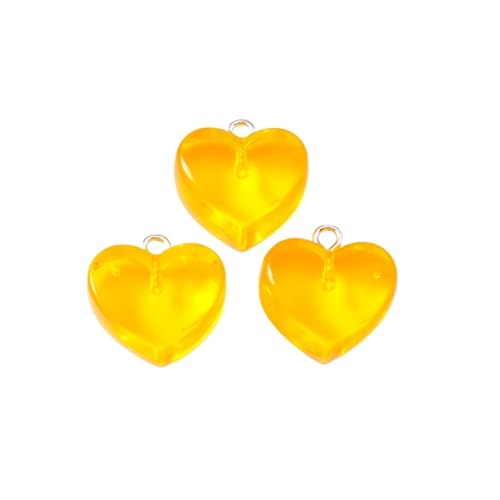 Beaded Jewelry 20pcs Pastel Resin Heart Pendant Jewellery Making Accessories Suitable for Earrings and Necklaces DIY Craft Materials(Orange Color) - color: Orange Color