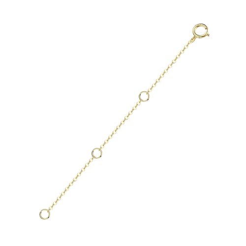 14K Solid Gold Necklace Extender Real Bracelet Extender 2 3 4 Inch Durable Adjustable Chain Gold Anklets Extension for Women 2" 3" 4" (14K Yellow Gold-3 IN) - color: 14K Yellow Gold-3 IN