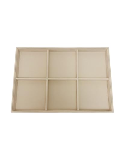 Beige Jewelry Organizer Tray 6 Compartment, Stackable Display Tray for Necklaces Bracelets Brooches Watches, Removable Dividers, Pebble Texture Finish, Drawer Insert Home Retail Trade Show - color: 6 Grid Jewelry Tray