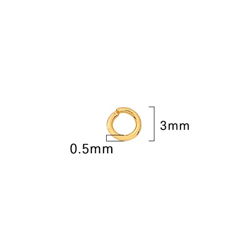 BEADIA 18K Gold Plated Jump Rings Non Tarnish 3mm 1200pcs for Jewelry Making Findings - color: Gold, size: 0.5x3mm