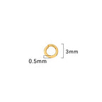 BEADIA 18K Gold Plated Jump Rings Non Tarnish 3mm 1200pcs for Jewelry Making Findings - color: Gold, size: 0.5x3mm