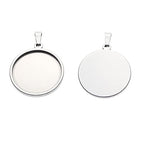 SHUNAE 10pcs stainess Steel cabochon Base Setting 20mm 25mm 30mm Round Cameo Pendant Trays DIY Jewelry Blank Bezel for Necklace Making (30mm) - size: 30mm silver