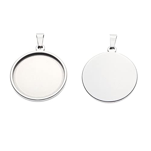 SHUNAE 10pcs stainess Steel cabochon Base Setting 20mm 25mm 30mm Round Cameo Pendant Trays DIY Jewelry Blank Bezel for Necklace Making (30mm) - size: 30mm silver
