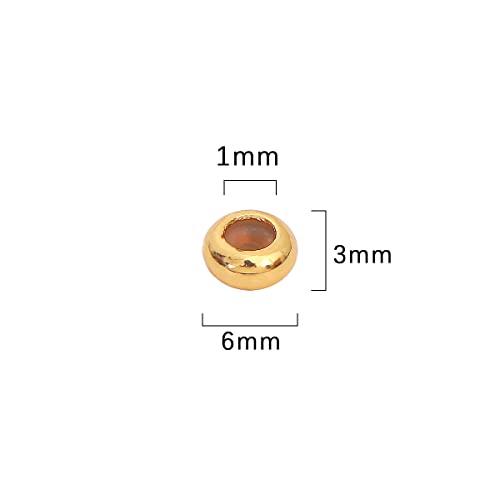 BEADIA 18K Gold Plated Stopper Beads 6x3mm 20pcs Rondelle Insert Silicon Length Adjust Spacer Beads for Jewelry Making Findings - color: Rondelle, size: 6x3mm
