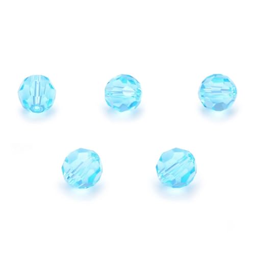 100pcs Adabele Austrian 4mm (0.16 Inch) Small Faceted Loose Round Crystal Beads Aquamarine Blue Compatible with 5000 Swarovski Crystals Preciosa SS2R-410 - color: Aquamarine Blue, size: 4mm Small (100pcs)