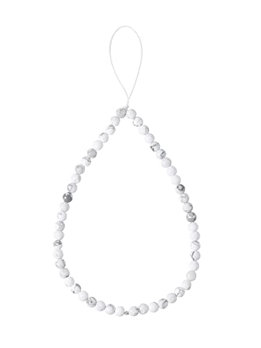 Semi-Precious Gem Stones Beaded Phone Charm Cell Phone Lanyard Wrist Strap Handmade Natural Gemstone Phone Chain string - color: White Howlite