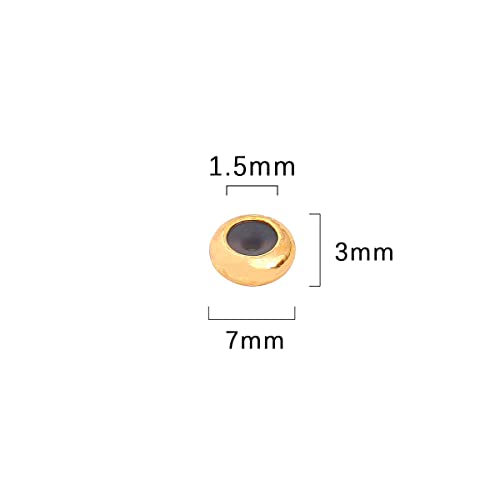 BEADIA 18K Gold Plated Stopper Beads 7x3mm 20pcs Rondelle Insert Silicon Length Adjust Spacer Beads for Jewelry Making Findings - color: Rondelle, size: 7x3mm
