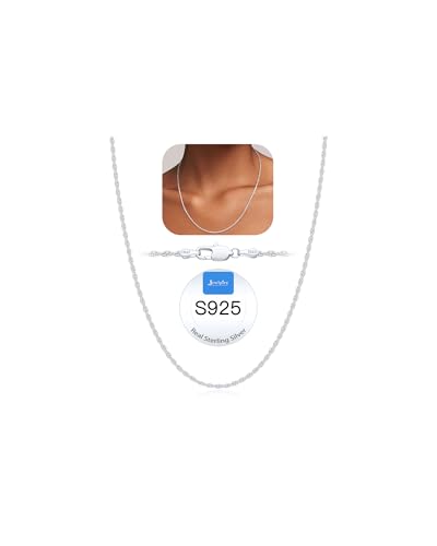 Jewlpire 1.5mm Rope Chain 925 Sterling Silver Chain Necklace for Women, 14K Gold Plated Chains for Women Dainty & Sturdy Women's Chains Necklaces, 16 18 20 22 24 26 Inch - color: 925 Sterling Silver, size: 16 Inches