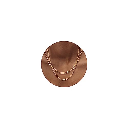 RWQIAN 18k Gold Paperclip Chain Link Necklace Dainty Paperclip Link Chain Layered Necklace Oval Link Chains Necklaces Set for Women Girls - color: 18K Gold-Paperclip Chain
