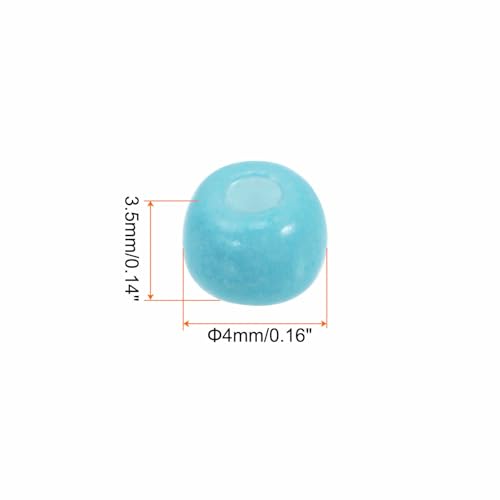 HARFINGTON 2000Pcs Small Glass Beads 6/0 4mm Loose Tiny Round Small Beads for Bracelet Earring Rings Jewelry Making, Light Blue - color: Light Blue