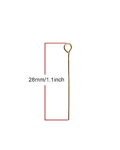 Shapenty 200PCS Mini Metal Wire Eyepins Beading Small Open Eye Head Pins Needles Bulk for DIY Craft Bead Earring Pendant Necklace Bracelet Jewelry Charm Finding Making (28mm/1.1Inch, Gold) - color: Gold, size: 28 mm