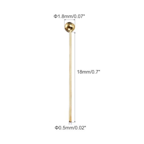 PATIKIL 100Pcs Rose Gold Ball Head Pins Jewelry Making 24 Gauge 18mm Wire Head Pins Brass Round Ball Head Pins Metal End Head Pins for DIY Craft Necklaces Bracelets Earrings - color: Rose Gold, size: 18mm