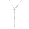 Long Necklace Sterling Silver Larait Bar Y Lariat Long Chain Drop Adjustable Necklace Gift for Her, 30" - style: Long Leaf Necklace