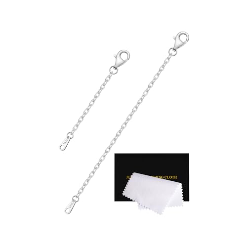 Necklace Extender Silver Durable Necklace Extenders for Women, 925 Sterling Silver Chain for Bracelet Anklet, 2 Piece Set 2" 4" Inches - color: Silver, size: 2 4 inch