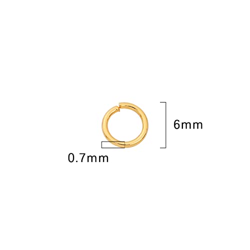 BEADIA 18K Gold Plated Jump Rings Non Tarnish 6mm 400pcs for Jewelry Making Findings - color: Gold, size: 0.7x6mm