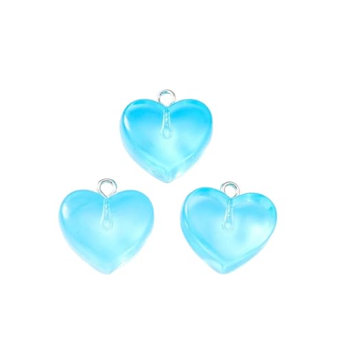 Beaded Jewelry 20pcs Pastel Resin Heart Pendant Jewellery Making Accessories Suitable for Earrings and Necklaces DIY Craft Materials(Blue Color) - color: Blue Color