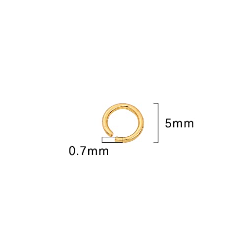 BEADIA 18K Gold Plated Jump Rings Non Tarnish 5mm 400pcs for Jewelry Making Findings - color: Gold, size: 0.7x5mm