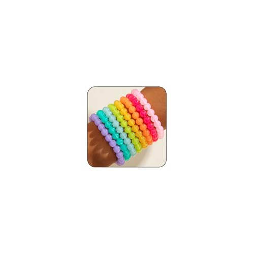 Colorful Stackable Resin Beaded Bracelets Set for Women Dainty Neon Clear Acrylic Beads Stretchable Bracelet Pack Trendy Transparent Round Balls Jewelry - color: Colorful1