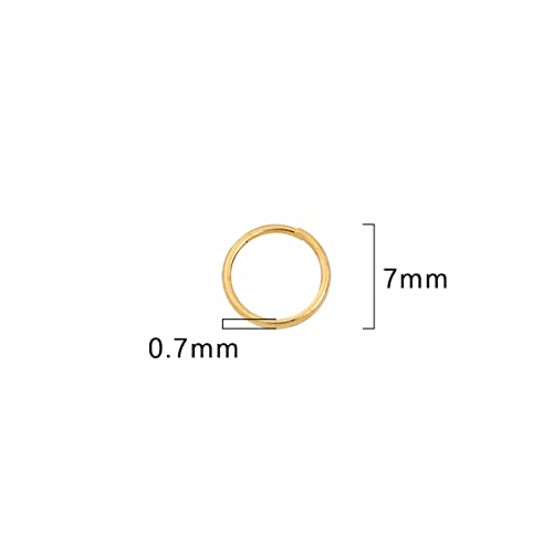 BEADIA 18K Gold Plated Jump Rings Non Tarnish 7mm 300pcs for Jewelry Making Findings - color: Gold, size: 0.7x7mm