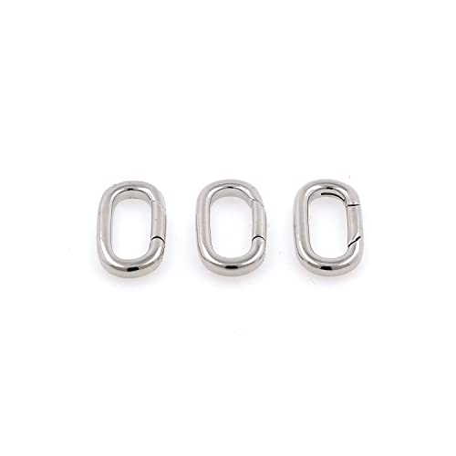 18K Gold Filled Oval Clasp Spring Claps Connector Carabiner Keychain for DIY Jewelry Finding Necklace Bracelet (Silver(12.5x22.5x3mm)) - color: Silver(12.5x22.5x3mm)