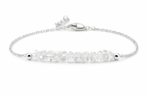 Gempires Natural Gemstone Chip Bar Bracelet for Women, Crystal Healing Bracelet, Multiple Gemstone Options, Adjustable Yellow Gold Plated Chain (7” + 1” Extender), Dainty Stackable Jewelry Gift for Her